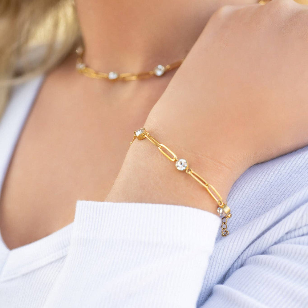 Station Stone Stone Paperclip Chain Bracelet