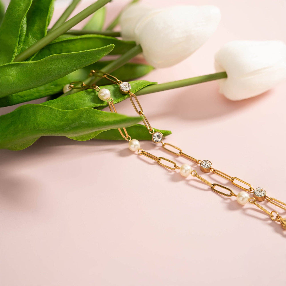 Station Stone Stone Paperclip Chain Bracelet