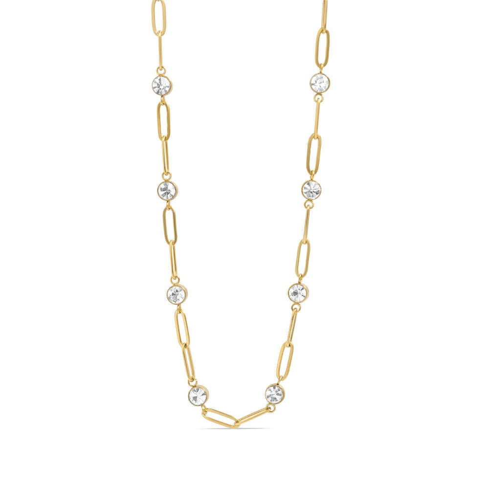 Paperclip Chain & Crystal Station Necklace