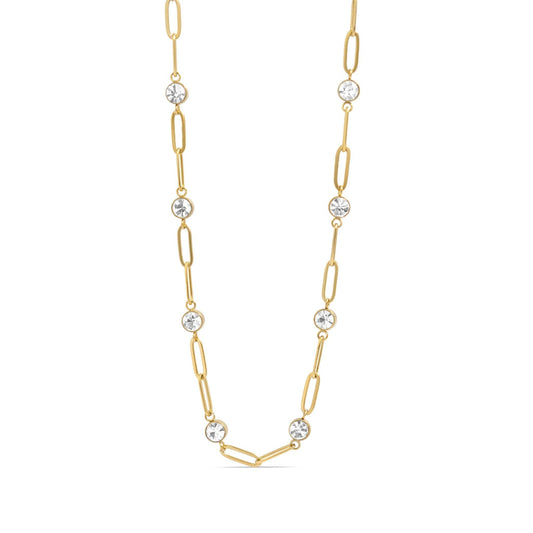 Paperclip Chain & Crystal Station Necklace