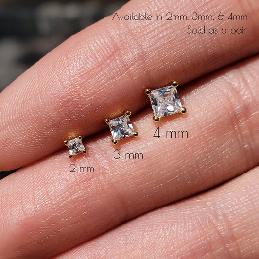 Mini Princess Cut Studs