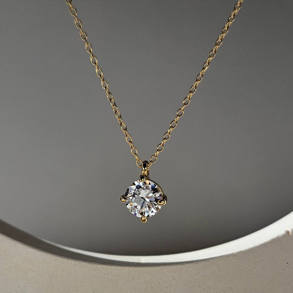 Solitaire Round Cut Crystal Pendant Necklace