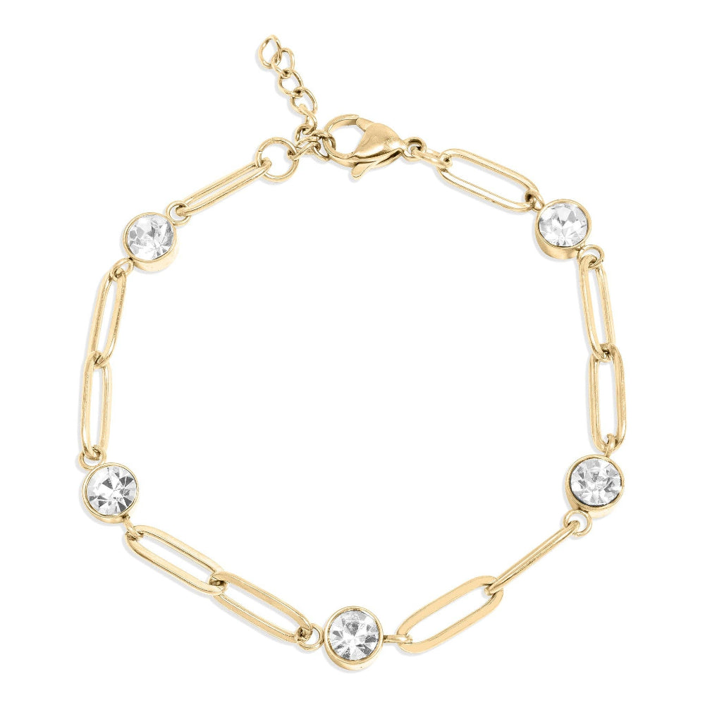 Station Stone Stone Paperclip Chain Bracelet