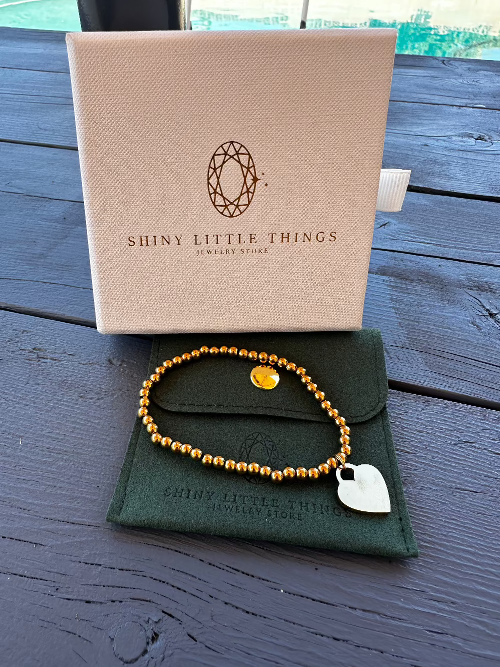 Beaded Heart Stretch Bracelet