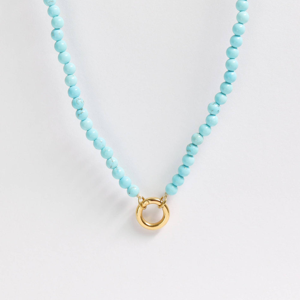 Semi Precious Natural Stone Charm Keeper Necklace