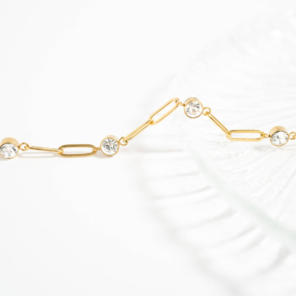 Station Stone Stone Paperclip Chain Bracelet
