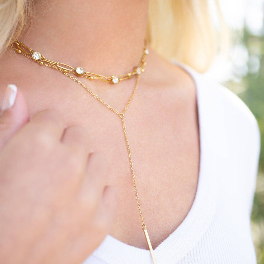 Paperclip Chain & Crystal Station Necklace