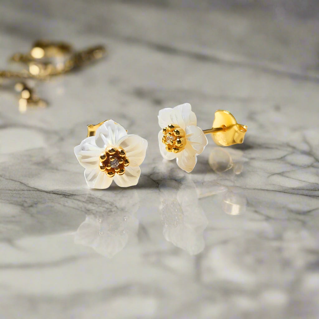 Mother of Pearl Petal Earrings
