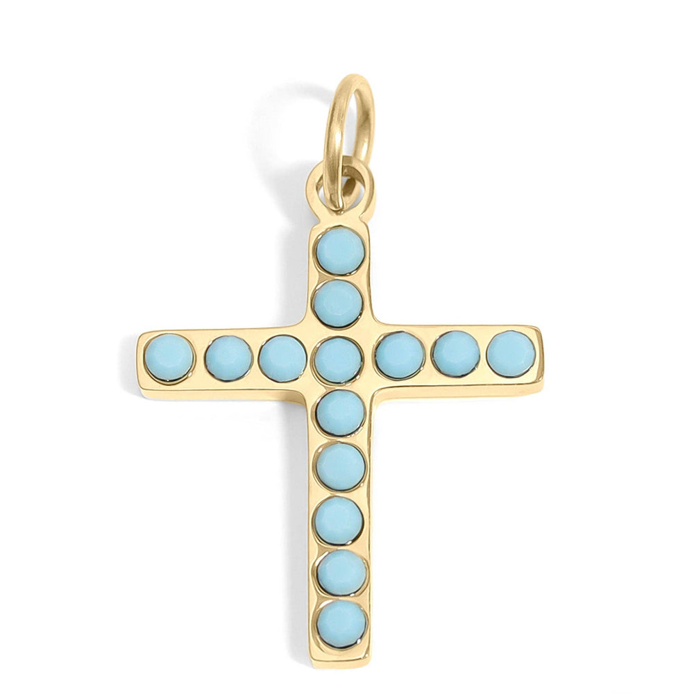 Turquoise Stone Cross Charm