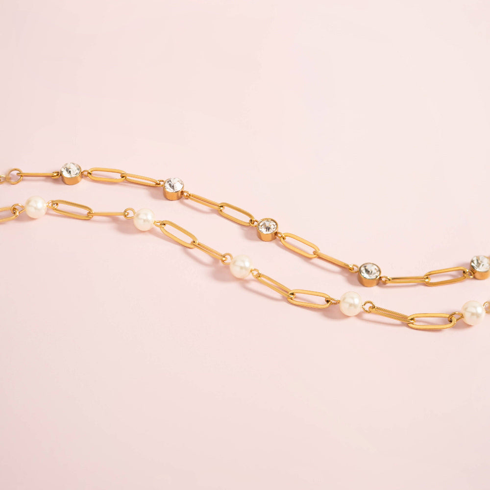 Station Stone Stone Paperclip Chain Bracelet
