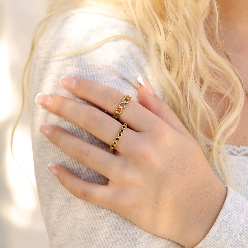 Beaded CZ Stacking Ring