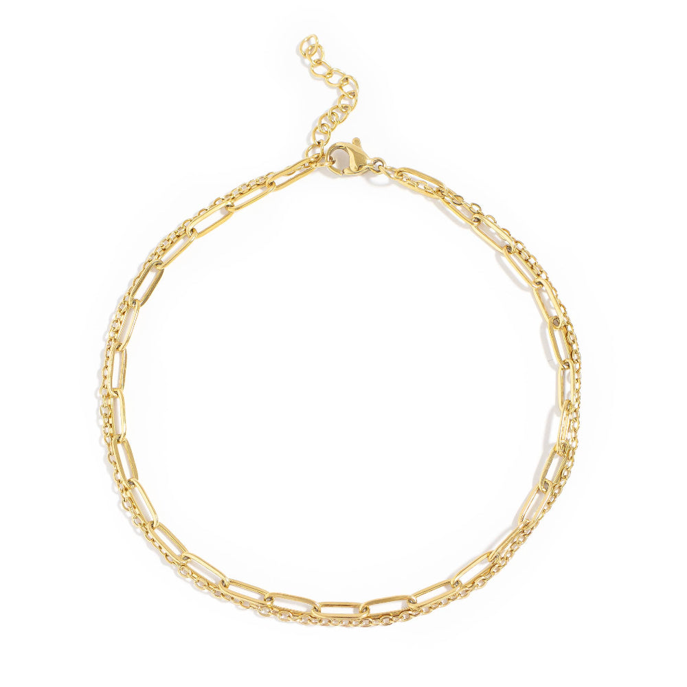 Double Chain Paperclip Anklet