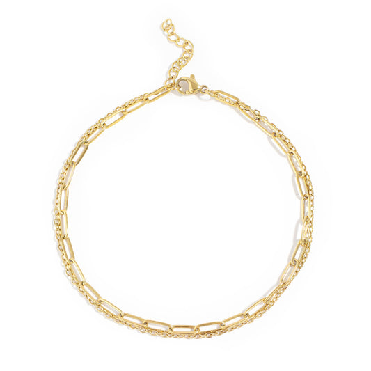 Double Chain Paperclip Anklet