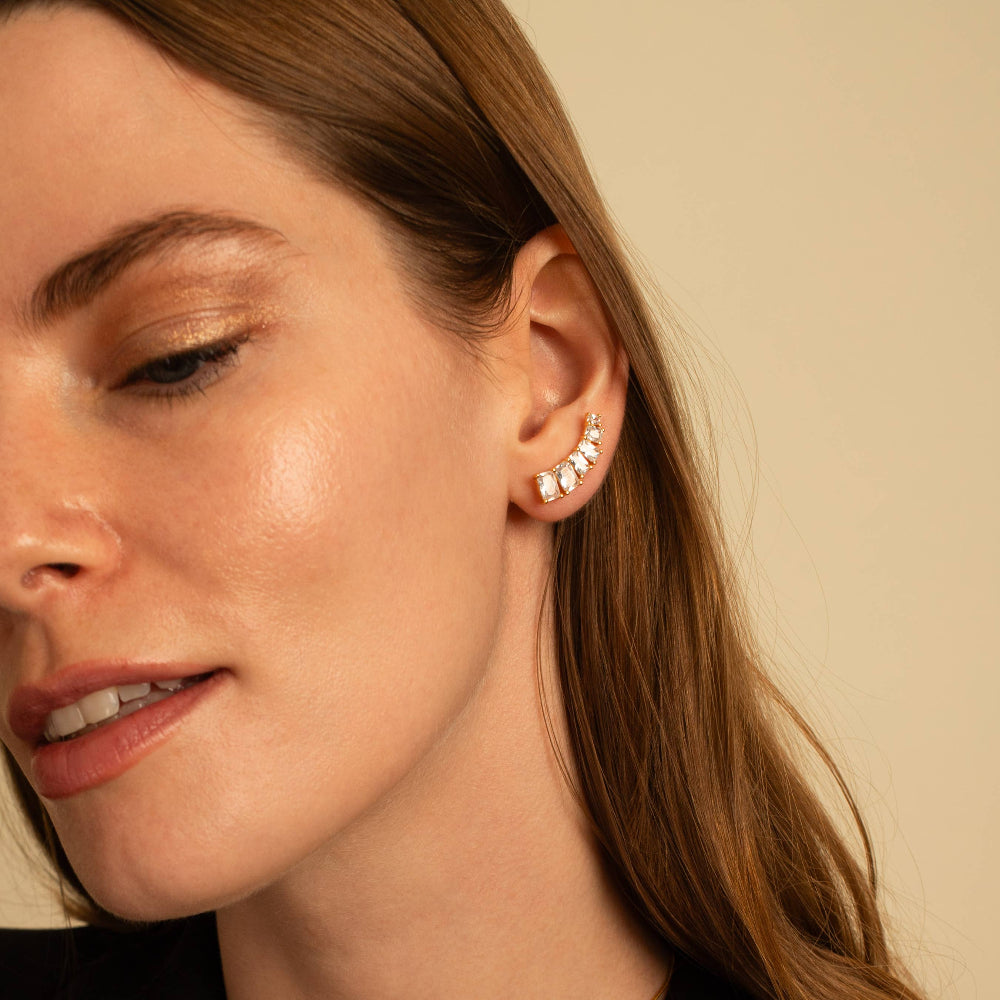 Emerald Cut Ear Climber