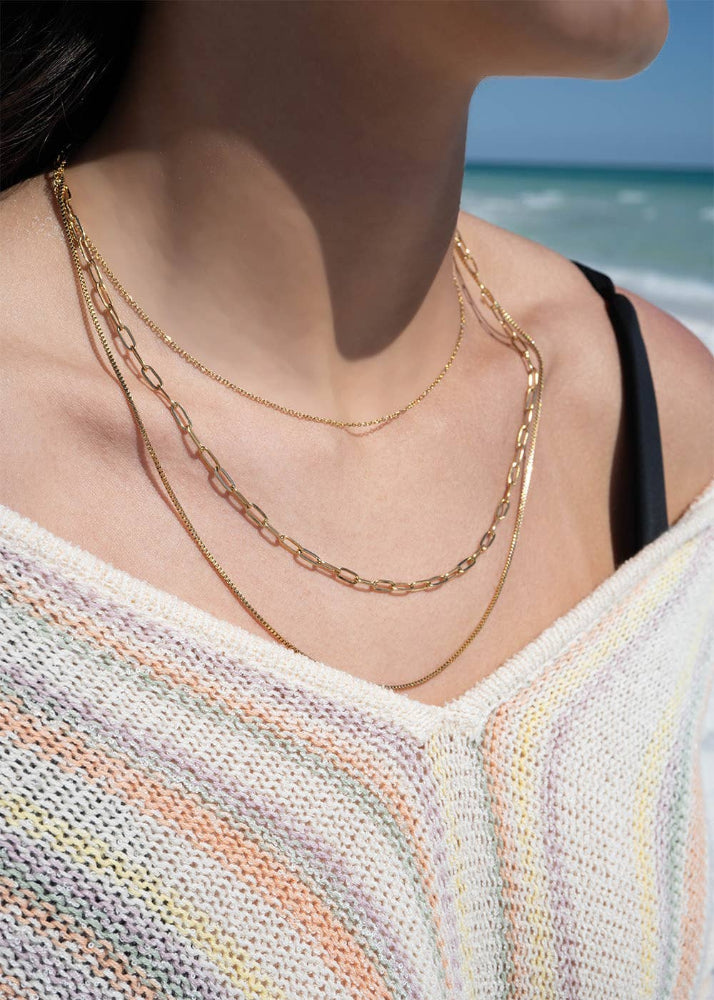 Layered Loop, Paperclip, & Box Chain Necklace