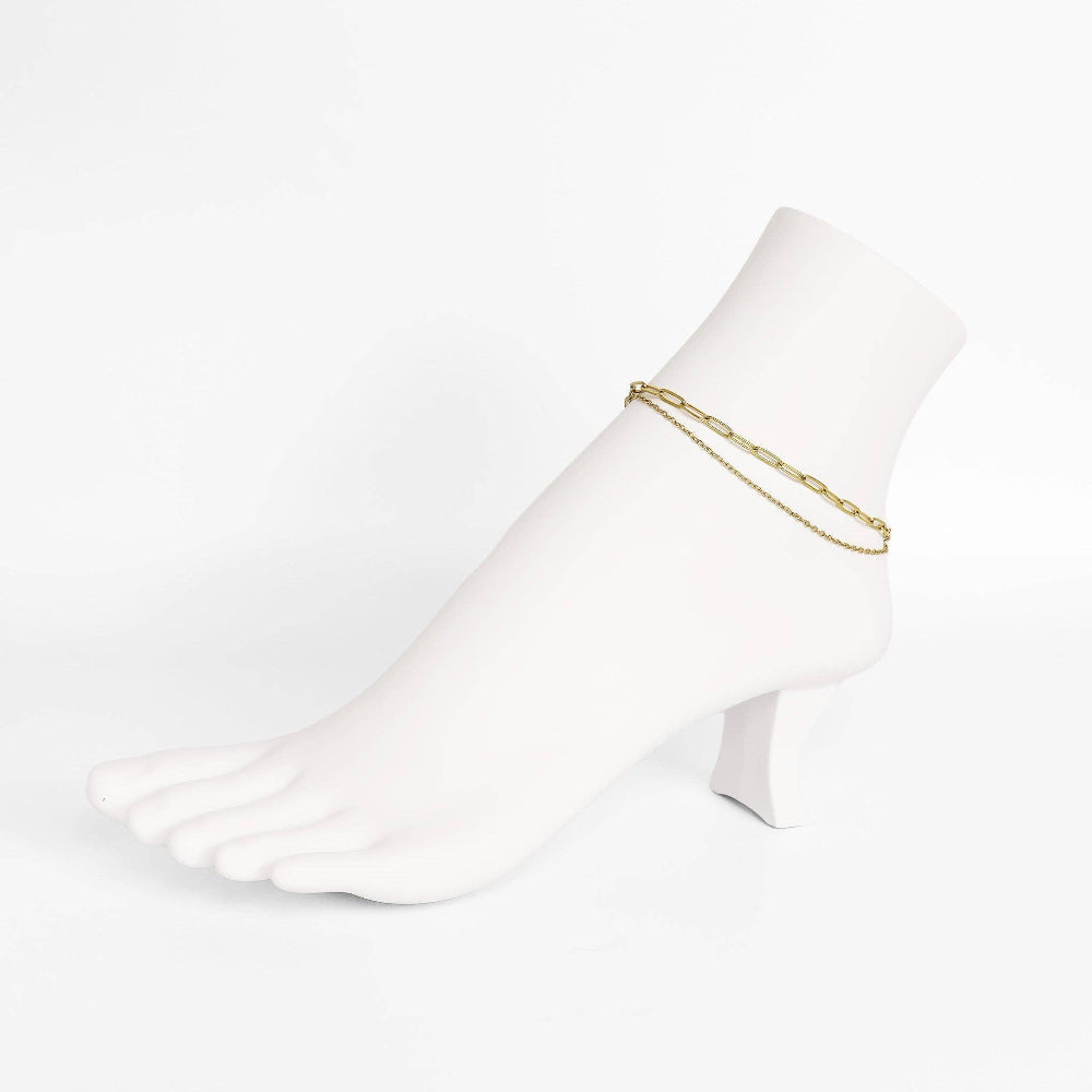 Double Chain Paperclip Anklet