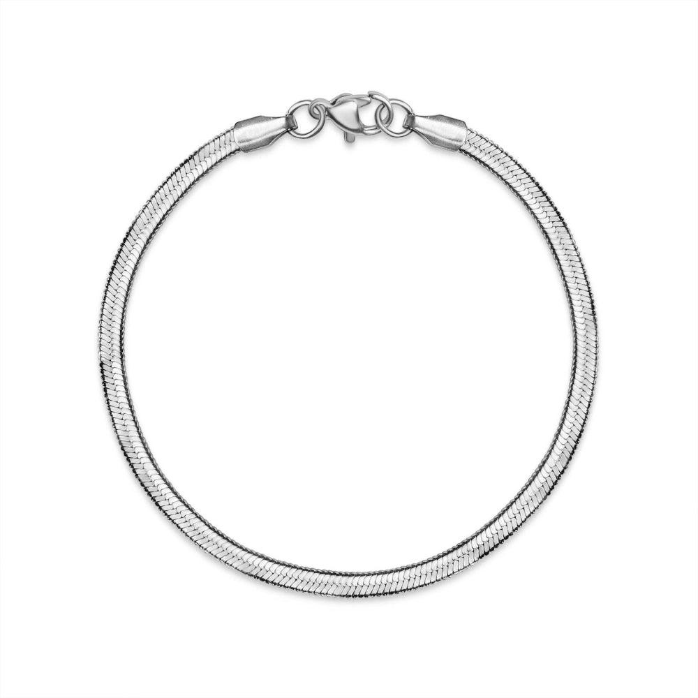 Silver Herringbone Chain Bracelet