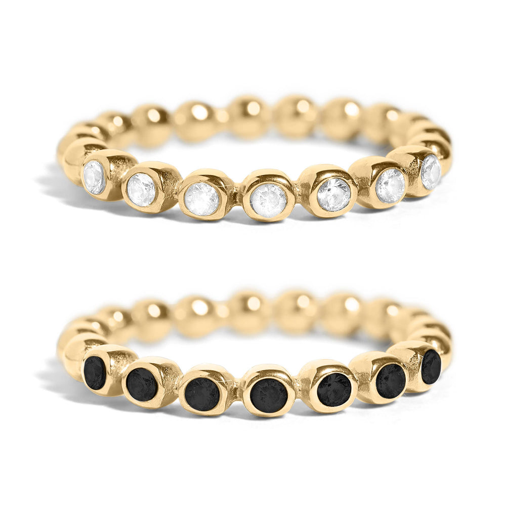 Beaded CZ Stacking Ring