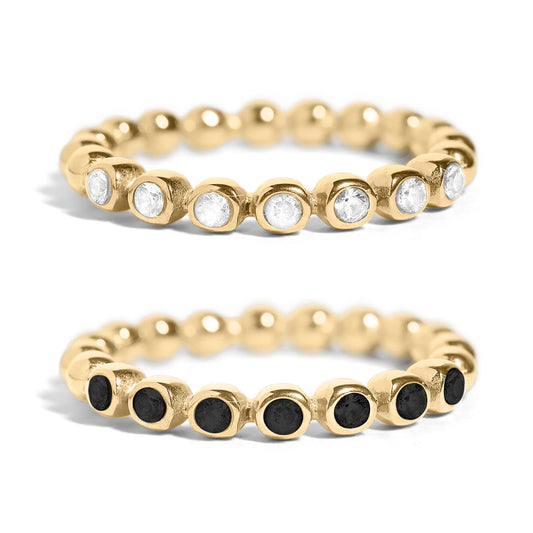 Beaded CZ Stacking Ring