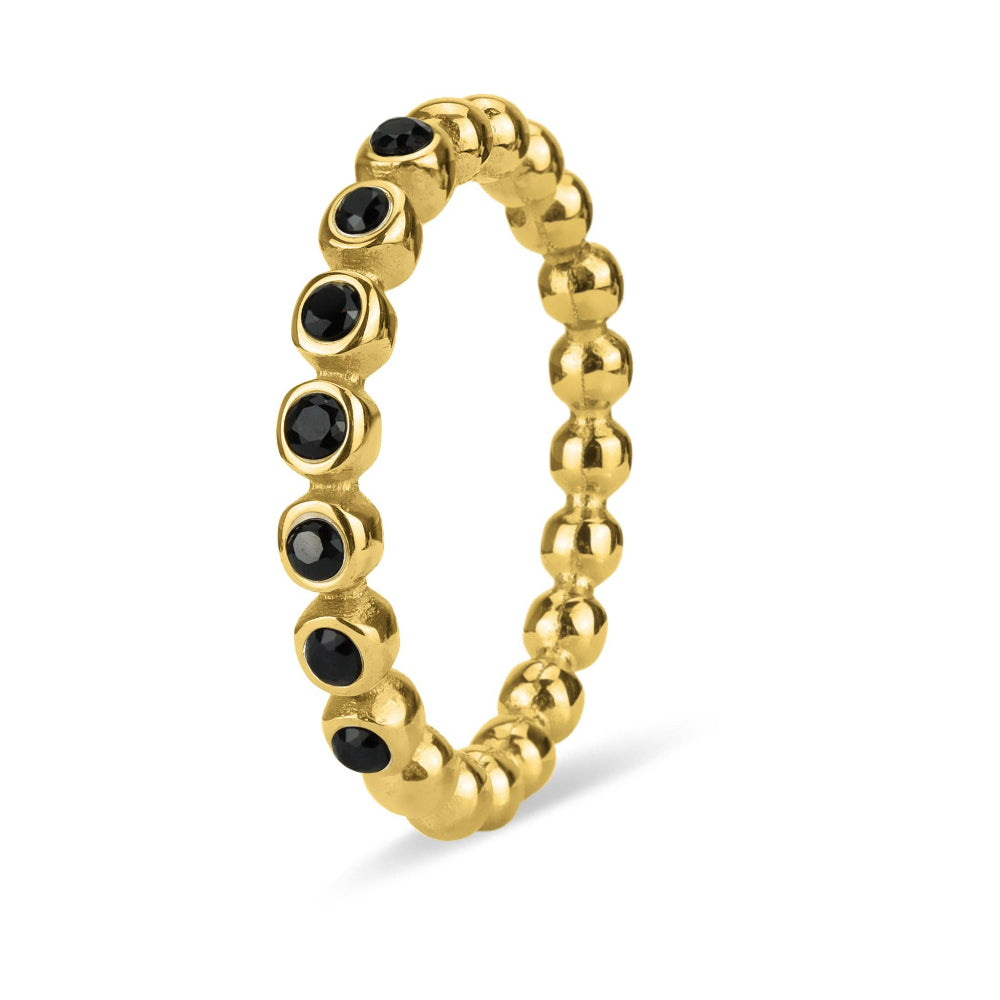 Beaded CZ Stacking Ring