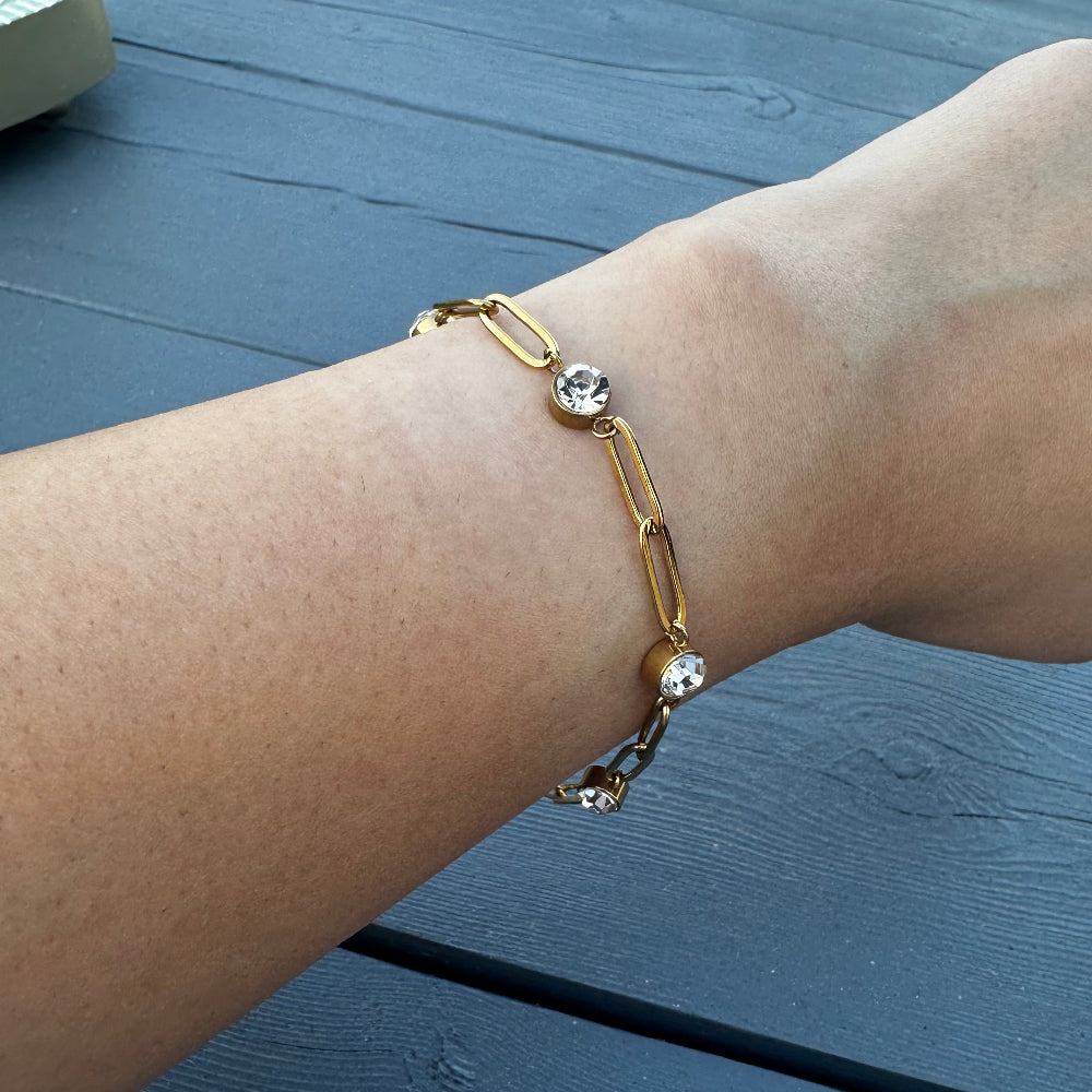 Station Stone Stone Paperclip Chain Bracelet