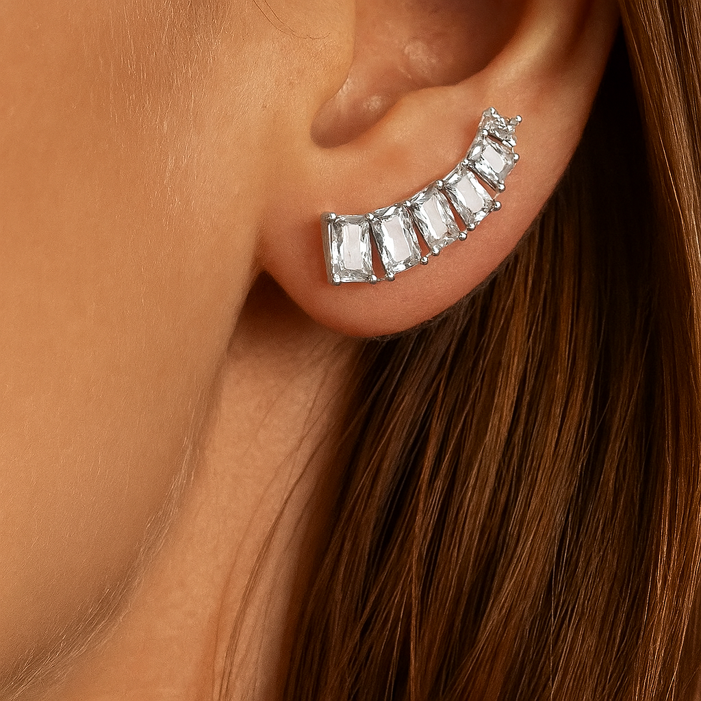 Emerald Cut Ear Climber