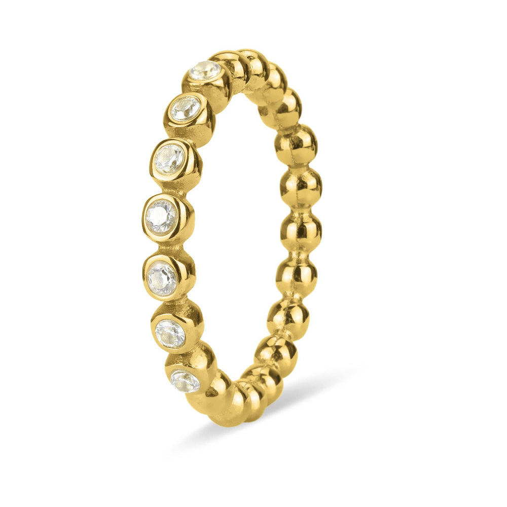 Beaded CZ Stacking Ring