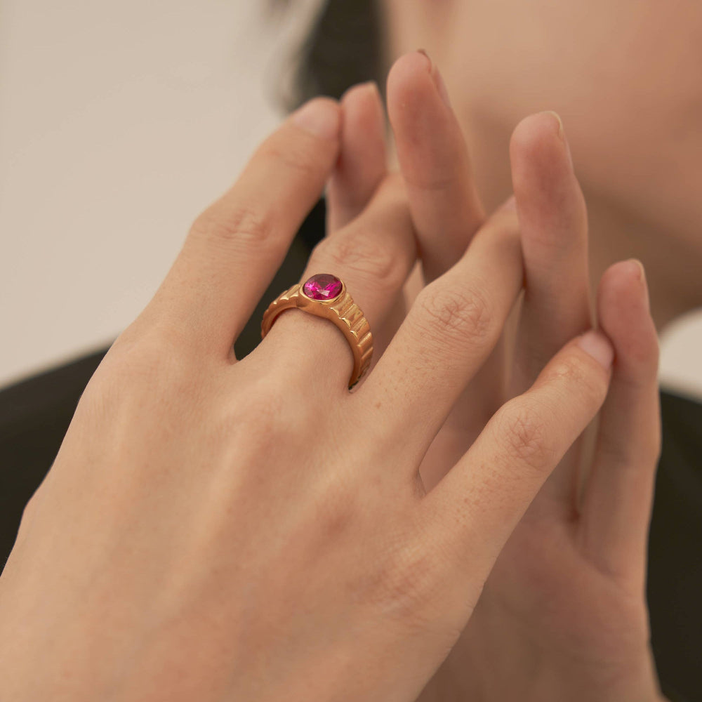 Bold Ruby-Inspired Gold Ring