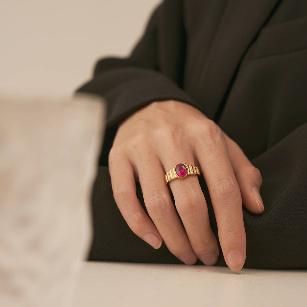 Bold Ruby-Inspired Gold Ring