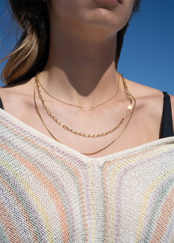 Layered Loop, Paperclip, & Box Chain Necklace