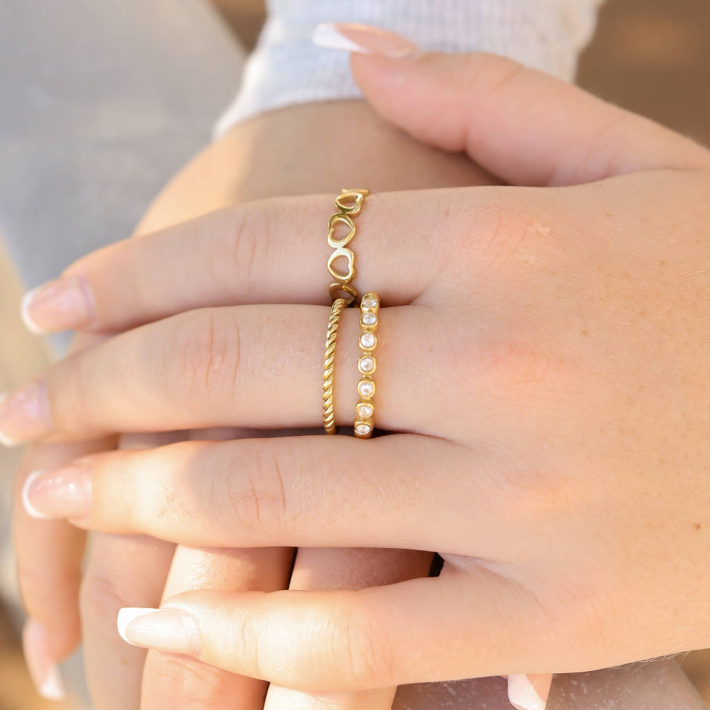 Beaded CZ Stacking Ring