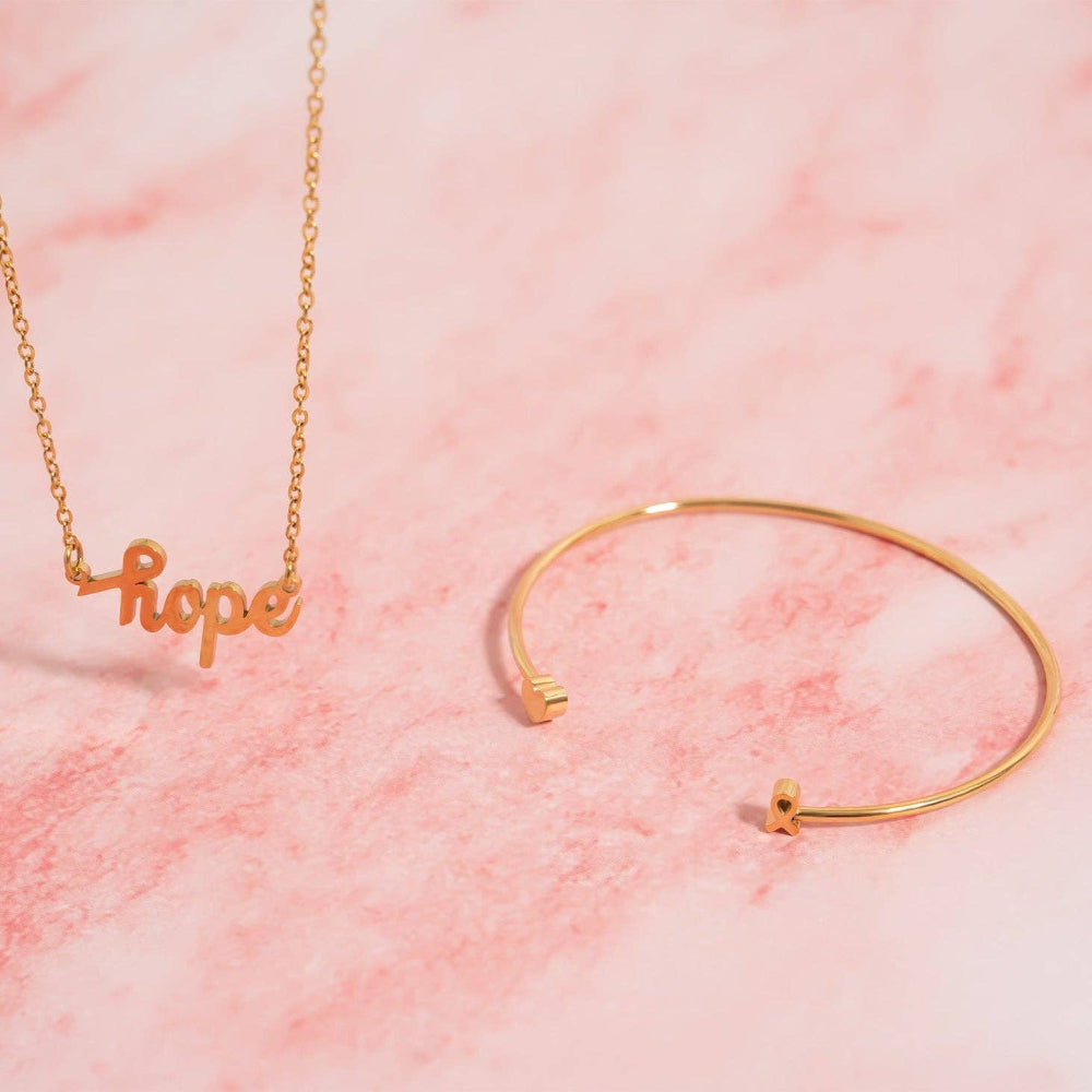 Heart & Hope Bangle Cuff Bracelet