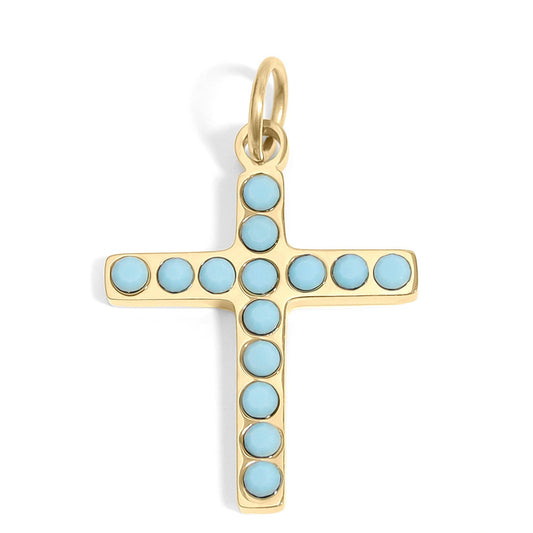 Turquoise Stone Cross Charm