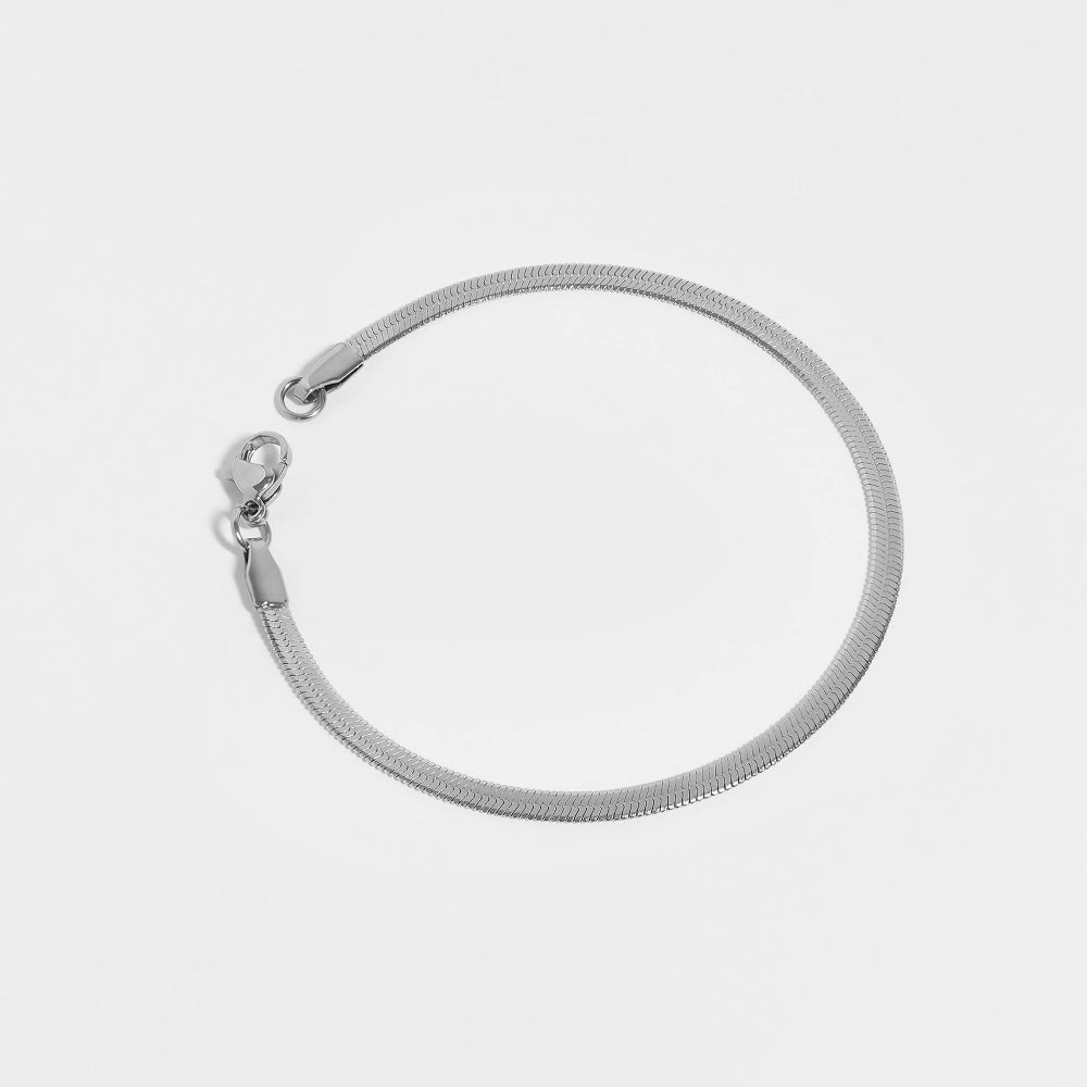 Silver Herringbone Chain Bracelet