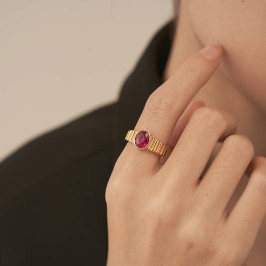 Bold Ruby-Inspired Gold Ring